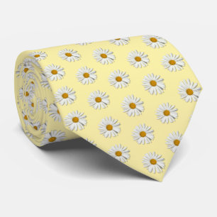 Small White Daisies Flowers Butter Yellow Daisy Tie