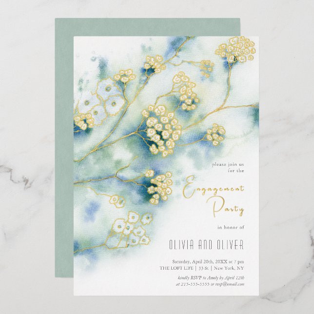 Small White Flowers Engagement Party (Front/Back)