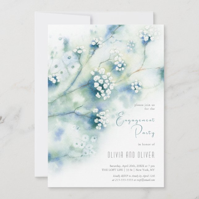 Small White Flowers Engagement Party Invitation (Front)
