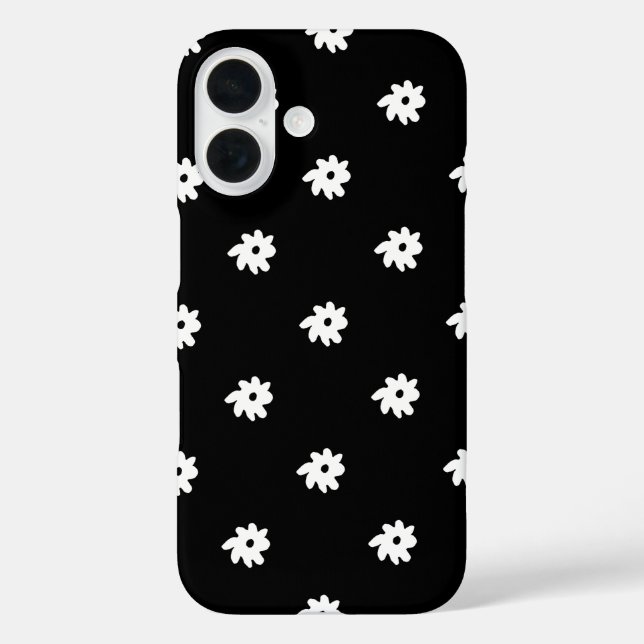 Small White Flowers on Black Case-Mate iPhone Case (Back)
