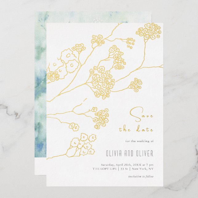 Small White Flowers Save The Date (Front/Back)