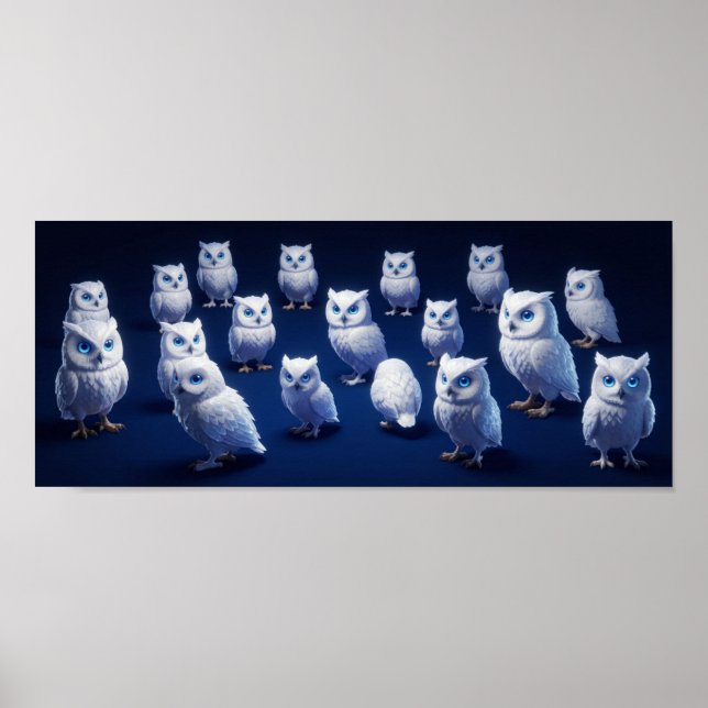 Small white owls poster (Front)