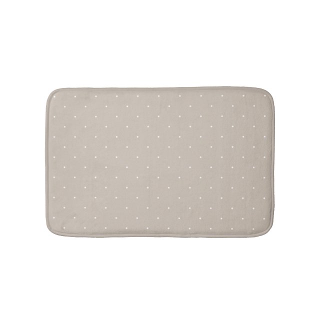 Small White Polka Dot Pattern On Cool Beige Greige Bath Mat (Front)