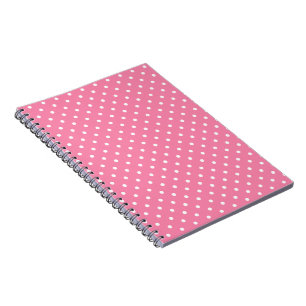 Small White Polka Dots on hot pink Spiral Notebook