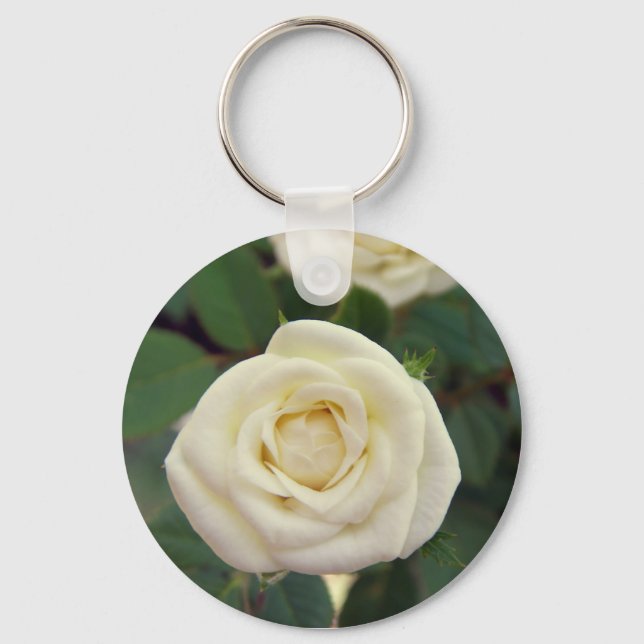 Small White Rose Keychain (Front)