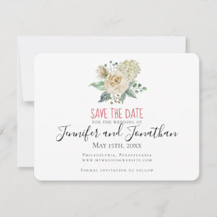Small White Rose TraditionalSave the Date Wedding
