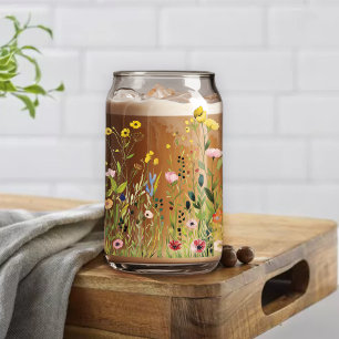 Small Wildflower Cute Colourful Floral Can Glass