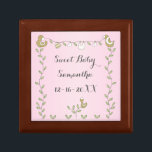 Small Wood Keepsake Box Pink "Gold Birds"<br><div class="desc">Baby Shower "Gold Birds" pink design, small wooden keepsake box. This "Gold Birds", baby shower, keepsake box makes a memorable gift. Personalise the text by choosing your favourite font colour, size, style and wording. This "Gold Birds" design is part of a line of baby shower products including: invitations, thank you's,...</div>
