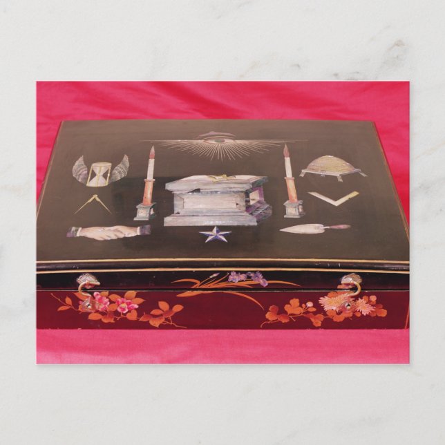Small wooden case, with symbols of Freemasonry Postcard (Front)