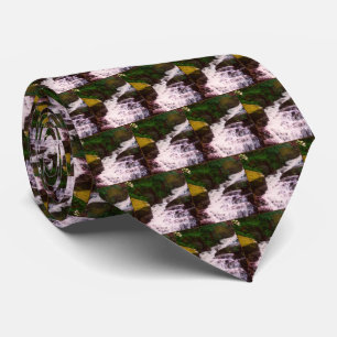 Small Woodland Waterfall Oil Photo Painting Tie