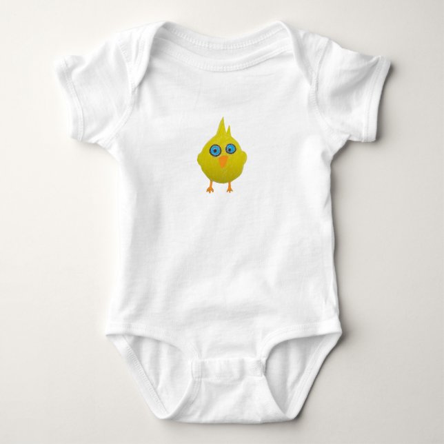 small yellow baby bird baby bodysuit (Front)