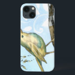 Small Yellow Bird Perched on a Branch Looking up iPhone 13 Case<br><div class="desc">This painting is perfect for your bird collection. The small yellow bird and blue pastel background of this image are simple yet soothing and could be easily added to any Zazzle product offered. Choose this artprint today.</div>