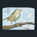 Small Yellow Bird Perched on a Branch Looking up iPad Mini Cover<br><div class="desc">This painting is perfect for your bird collection. The small yellow bird and blue pastel background of this image are simple yet soothing and could be easily added to any Zazzle product offered. Choose this artprint today.</div>