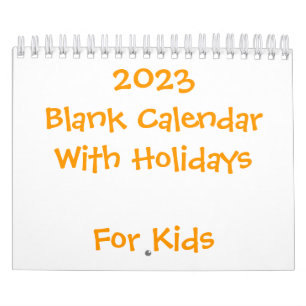 Small Yellow Blank Calendar 2023 For Kids