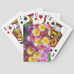 Small Yellow Pink and Purple Tropical Flowers Playing Cards