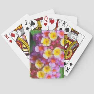 Small Yellow Pink and Purple Tropical Flowers Playing Cards