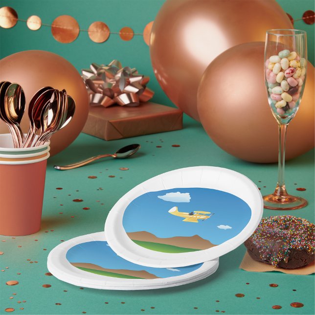 Small Yellow Plane Paper Plate (Creator Uploaded)