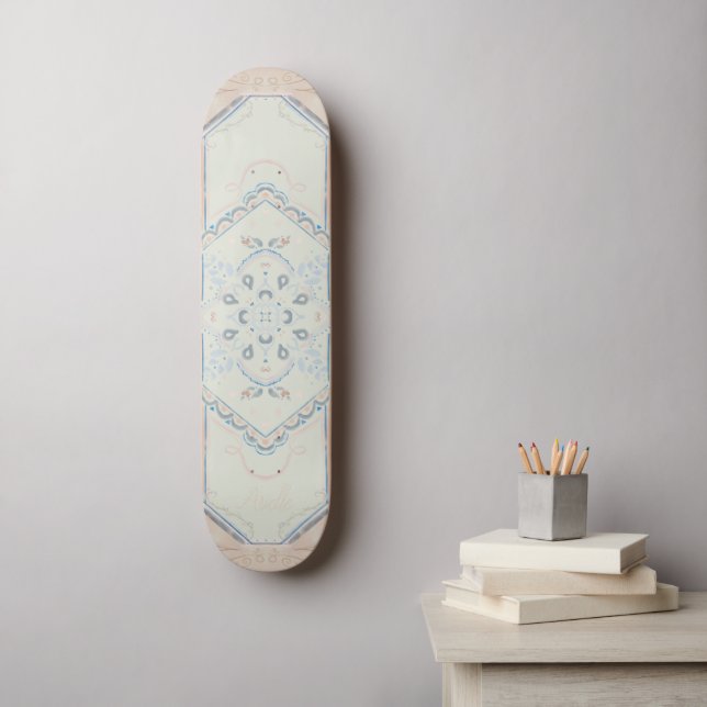smallCUSTOM NAME Delicate Seashell Medallion, Skateboard (Wall Art)