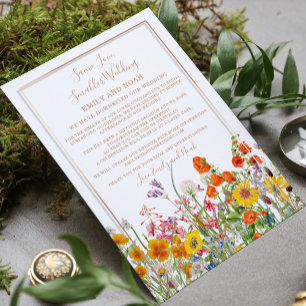 Smaller Downsized Wedding Colourful Wild Flowers Invitation
