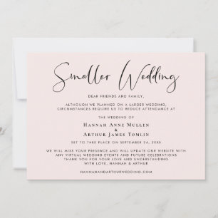 Smaller Downsized Wedding Elegant Pink Announcement