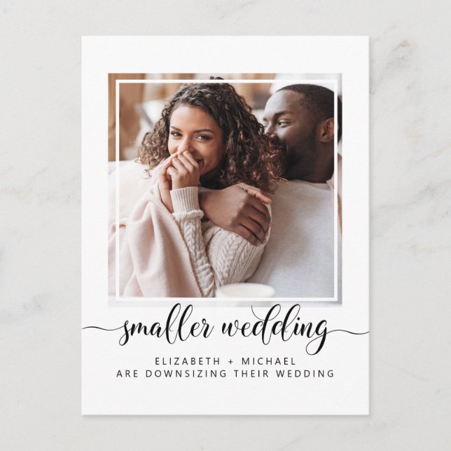 Smaller Downsized Wedding Photo Announcement Postcard (Front)