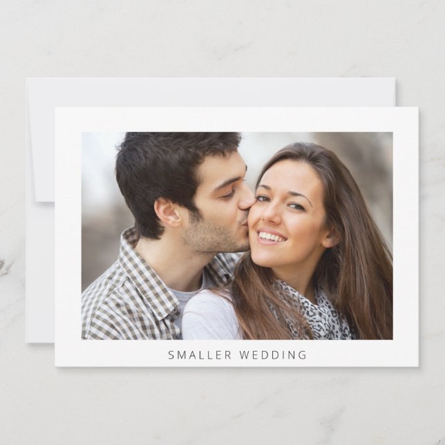 Smaller Downsized Wedding Photo Minimal Modern Announcement (Front)