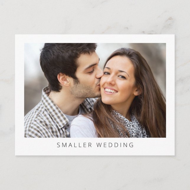 Smaller Downsized Wedding Photo Simple Announcement Postcard (Front)