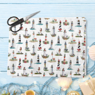 Smaller Nautical Christmas Lighthouses White Tissue Paper