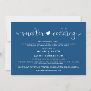 Smaller Wedding Change of Plans Heart Classic Blue Announcement