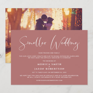 Smaller Wedding Change of Plans Photo Marsala Announcement