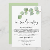 Smaller Wedding Downsize Modern Script Eucalyptus