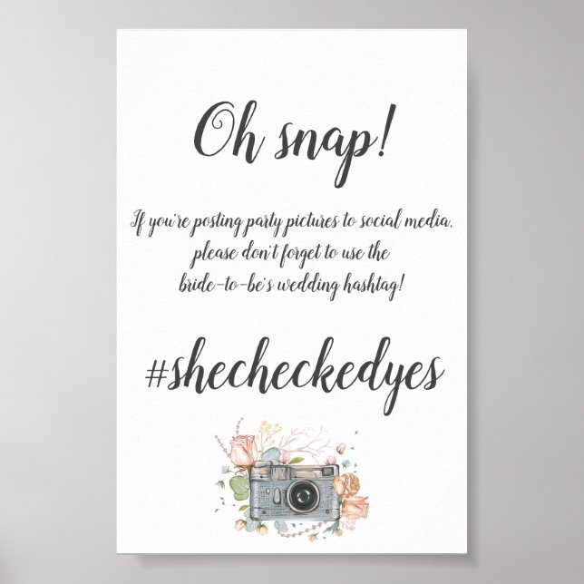 Smaller Wedding hashtag bridal shower Poster (Front)