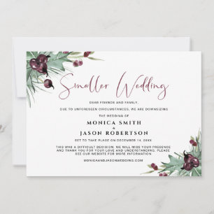 Smaller Wedding Holiday Purple Berries Holly Announcement