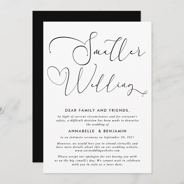 Smaller Wedding | We're Downsizing Announcement (Front/Back)