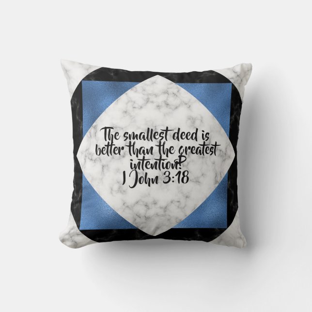 Smallest Deed Reversible Blue/Grey Marble Pillow (Front)