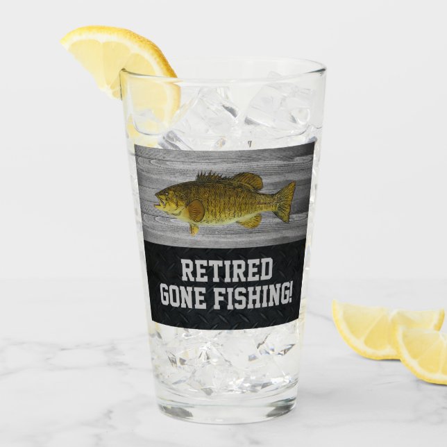 Smallmouth Bass Fishing Retired Retirement Party Glass (Front Ice)