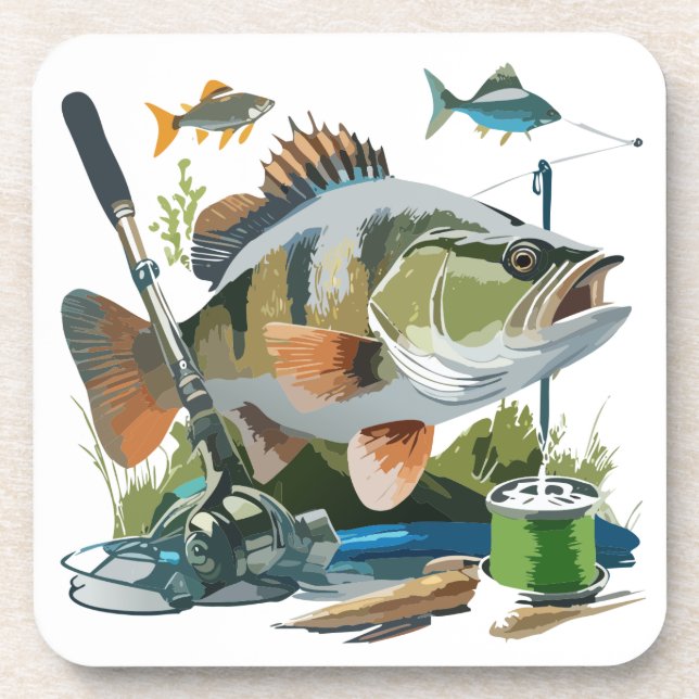 Smallmouth Bass With Its Appropriate Tackle  Coaster (Front)