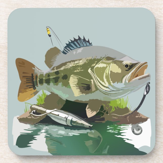 Smallmouth Bass With Its Appropriate Tackle  Coaster (Front)