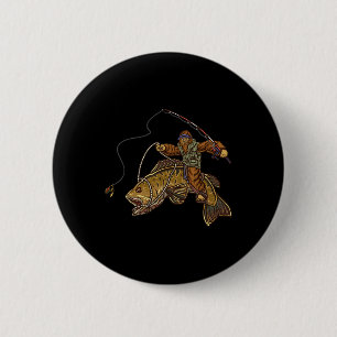 Smallmouth Byss Fishing Bigfoot Fisherman  6 Cm Round Badge