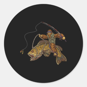 Smallmouth Byss Fishing Bigfoot Fisherman  Classic Round Sticker