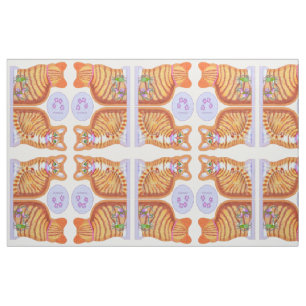 SmallTabby Cat with Dancing Mice Pillow 8 per yard Fabric