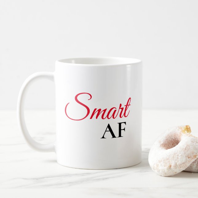 Smart AF Red Expression Statement Coffee Mug (With Donut)