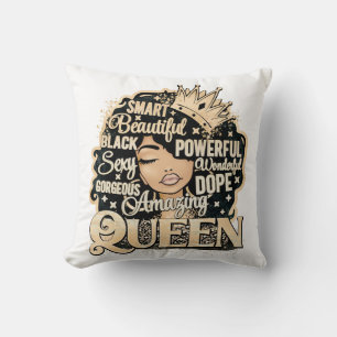 Smart Amazing Queen Black Melanin Woman Brown Skin Cushion