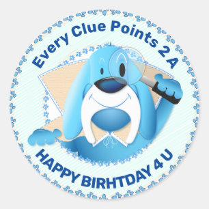 Smart Blue Hound Dog Cartoon Detective   Party Classic Round Sticker