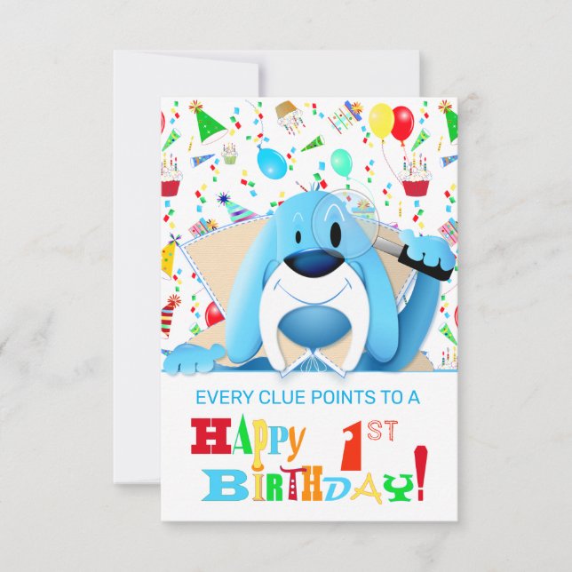 Smart Blue Hound Dog Cartoon Detective | Party Invitation (Front)