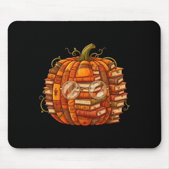 Smart Book Pumpkin Retro Fall Teacher Reading Hall Mouse Pad (Front)