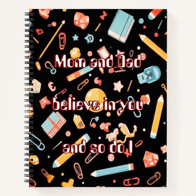 Smart Brain Cartoon Black Notebook for Kids  (Front)