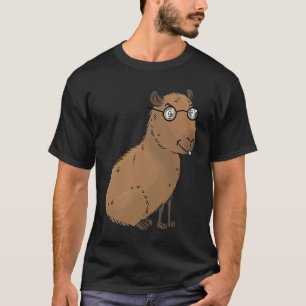Smart Capybara with Glasses Work Outfit Home offic T-Shirt