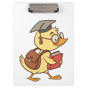 Smart Cartoon Duck Student Graduation Clipboard