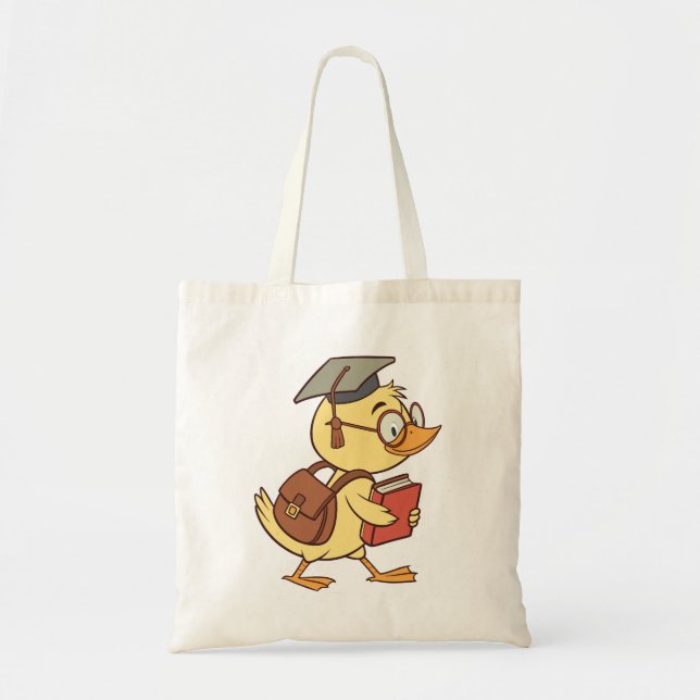 Smart Cartoon Duck Student Graduation Tote Bag (Front)